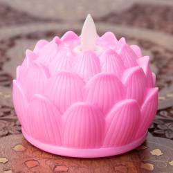 ゆらめく睡蓮の灯り 　ロウソク風LEDロータスキャンドルライト〔7cm×8cm〕 - レッド - サブ4