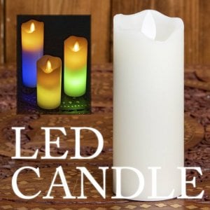 本物のロウで作られた　ゆらめく灯火 ロウソク風LEDキャンドルライト レインボー〔5cm×15cm〕(ID-LAMP-349)
