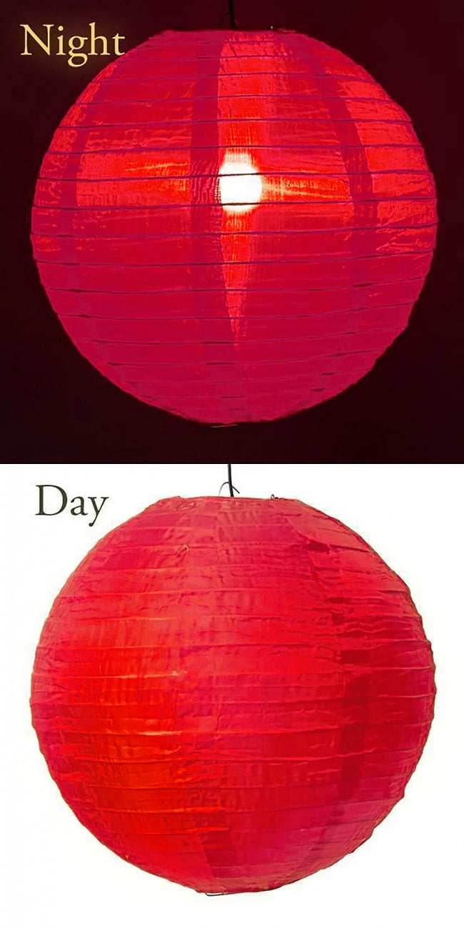 【23色展開】アジアのカラフル提灯・ランタン - 丸型　直径40cm 23 - 16：ネオンレッド