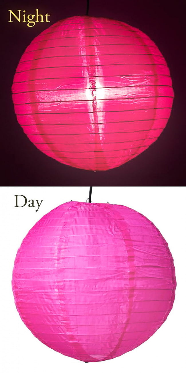【23色展開】アジアのカラフル提灯・ランタン - 丸型　直径40cm 24 - 17：ネオンピンク
