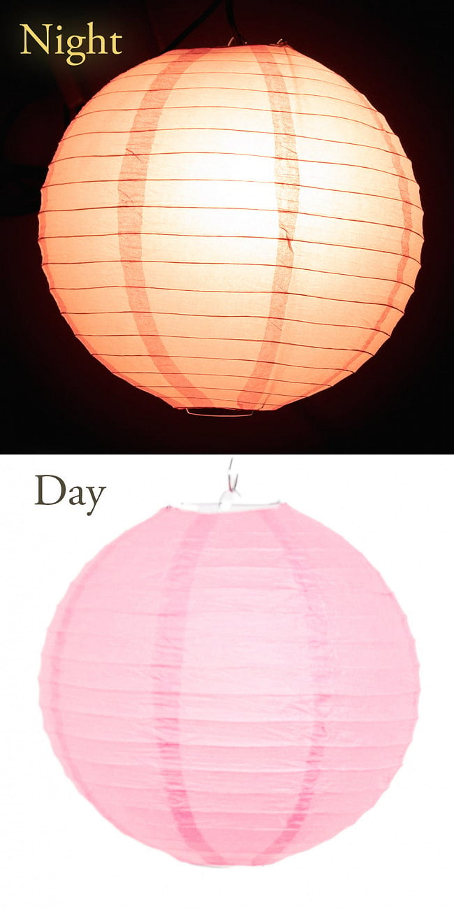 【23色展開】アジアのカラフル提灯・ランタン - 丸型　直径40cm 25 - 18：ネオンライトピンク