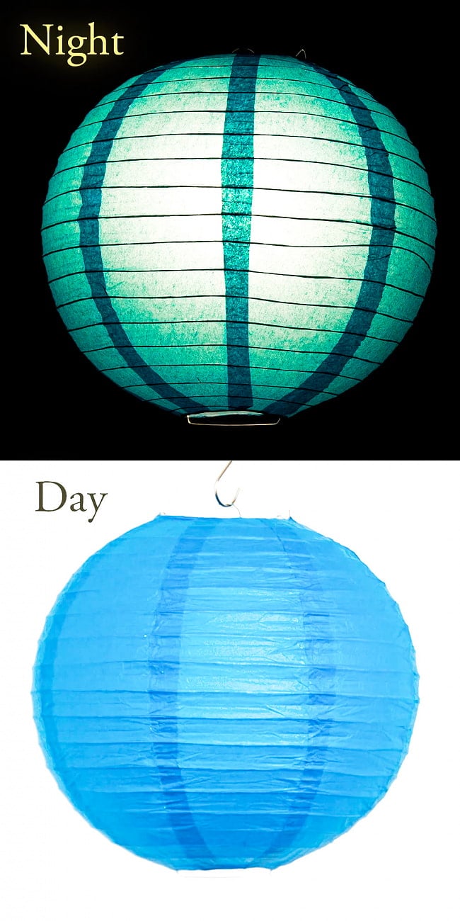 【23色展開】アジアのカラフル提灯・ランタン - 丸型　直径40cm 27 - 20：ターコイズ