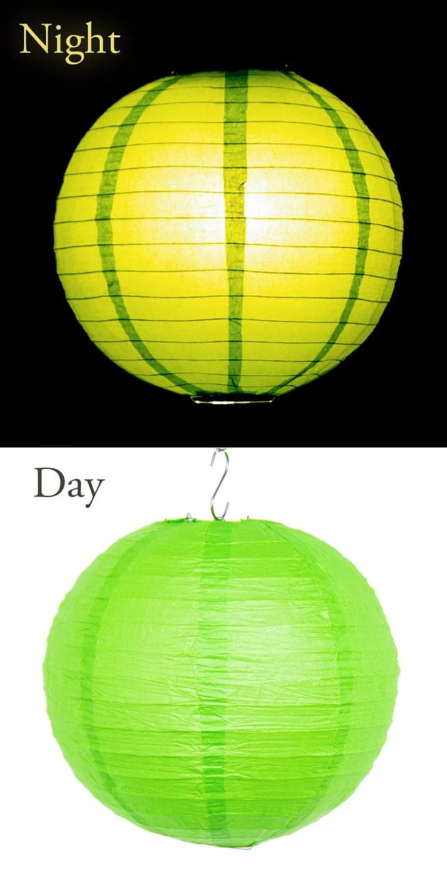 【23色展開】アジアのカラフル提灯・ランタン - 丸型　直径40cm 28 - 21：ネオングリーン