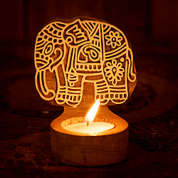 ウッドブロックのキャンドルホルダー - エレファント - サブ2