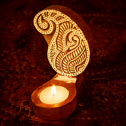 ウッドブロックのキャンドルホルダー - ペイズリー - サブ2