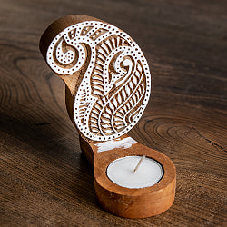 ウッドブロックのキャンドルホルダー - ペイズリー - サブ3