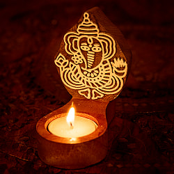 ウッドブロックのキャンドルホルダー - ガネーシャ - サブ2