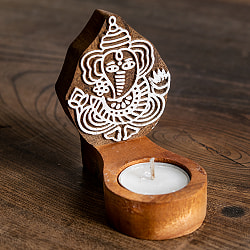 ウッドブロックのキャンドルホルダー - ガネーシャ - サブ3