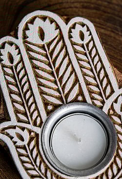 ウッドブロックのキャンドルホルダー - ハムサ - サブ4