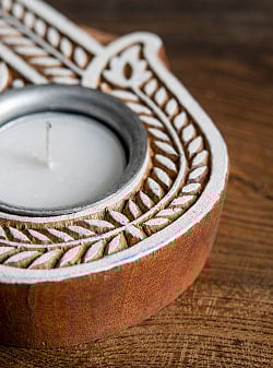 ウッドブロックのキャンドルホルダー - ハムサ - サブ5