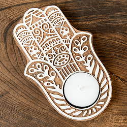 ウッドブロックのキャンドルホルダー - ハムサ - サブ3