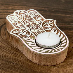 ウッドブロックのキャンドルホルダー - ハムサ - サブ4