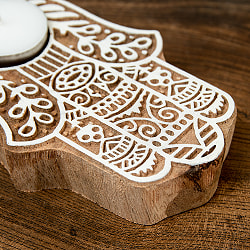 ウッドブロックのキャンドルホルダー - ハムサ - サブ5