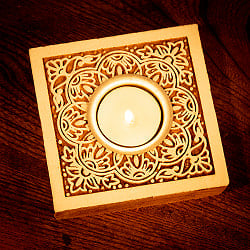 ウッドブロックのキャンドルホルダー - ボタニカルスクエア - サブ2