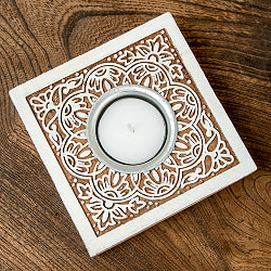 ウッドブロックのキャンドルホルダー - ボタニカルスクエア - サブ3