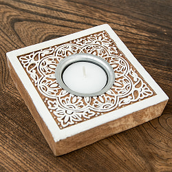 ウッドブロックのキャンドルホルダー - ボタニカルスクエア - サブ4