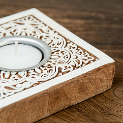 ウッドブロックのキャンドルホルダー - ボタニカルスクエア - サブ5