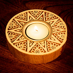 ウッドブロックのキャンドルホルダー - ラウンドスター - サブ2