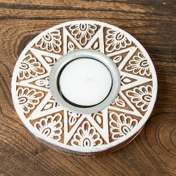 ウッドブロックのキャンドルホルダー - ラウンドスター - サブ3