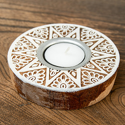 ウッドブロックのキャンドルホルダー - ラウンドスター - サブ4