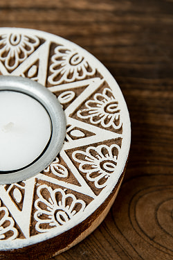 ウッドブロックのキャンドルホルダー - ラウンドスター - サブ5