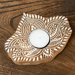 ウッドブロックのキャンドルホルダー - ボタニカル - サブ3