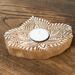 ウッドブロックのキャンドルホルダー - ボタニカル - サブ4