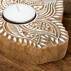 ウッドブロックのキャンドルホルダー - ボタニカル - サブ5