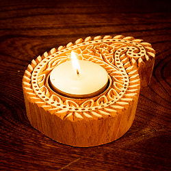 ウッドブロックのキャンドルホルダー - ペイズリー - サブ2