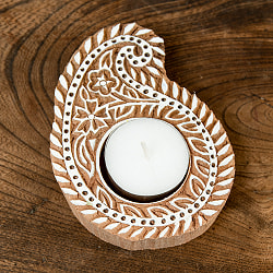 ウッドブロックのキャンドルホルダー - ペイズリー - サブ3