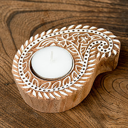 ウッドブロックのキャンドルホルダー - ペイズリー - サブ4