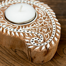 ウッドブロックのキャンドルホルダー - ペイズリー - サブ5
