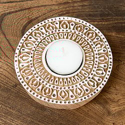 ウッドブロックのキャンドルホルダー - ピーコック - サブ3