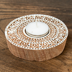 ウッドブロックのキャンドルホルダー - ピーコック - サブ4