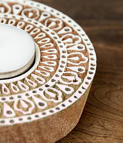 ウッドブロックのキャンドルホルダー - ピーコック - サブ5