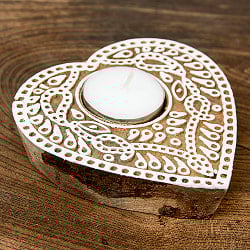 ウッドブロックのキャンドルホルダー - ボタニカルハート - サブ4