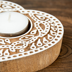 ウッドブロックのキャンドルホルダー - ボタニカルハート - サブ5