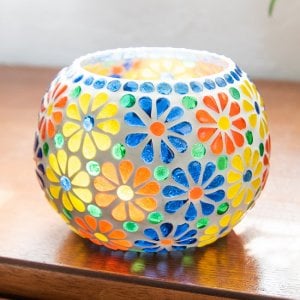 ホワイトモザイクキャンドルホルダー - 花火（大）(ID-LAMP-401)