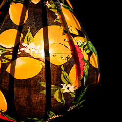 華やかな柄入り　ベトナム伝統のホイアン・ランタン〔提灯〕 - ティアドロップ〔檸檬模様〕 - サブ4