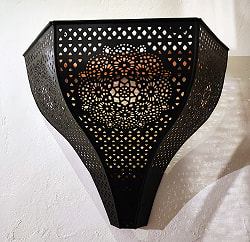 モロカンスタイルの壁掛け透し彫りランプ コーンタイプ - ブラック【限定入荷・再入荷なし】 - サブ3