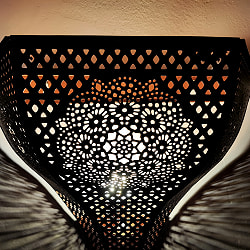 モロカンスタイルの壁掛け透し彫りランプ コーンタイプ - ブラック【限定入荷・再入荷なし】 - サブ4