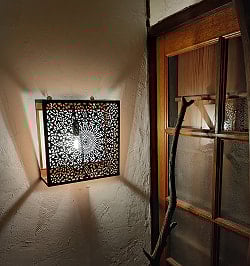 モロカンスタイルの壁掛け透し彫りランプ　スクエアタイプ - ブラック【限定入荷・再入荷なし】 - サブ3