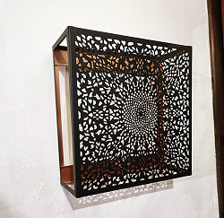 モロカンスタイルの壁掛け透し彫りランプ　スクエアタイプ - ブラック【限定入荷・再入荷なし】 - サブ4