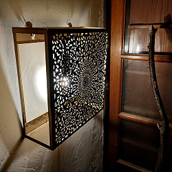 モロカンスタイルの壁掛け透し彫りランプ　スクエアタイプ - ブラス　アンティック【限定入荷・再入荷なし】 - サブ4