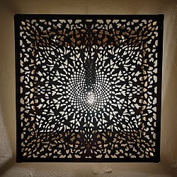 モロカンスタイルの壁掛け透し彫りランプ　スクエアタイプ - ブラス　アンティック【限定入荷・再入荷なし】 - サブ5