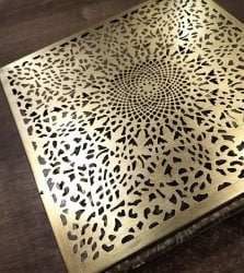 モロカンスタイルの壁掛け透し彫りランプ　スクエアタイプ - ブラス　アンティック【限定入荷・再入荷なし】