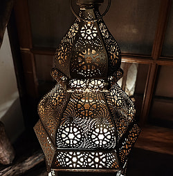 モロカンスタイルのゴールドフロアランタン【高さ:65cm】 - サブ5