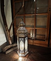 モロカンスタイルのゴールドフロアランタン【高さ:65cm】