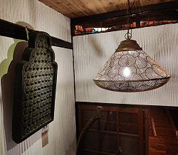 円錐形モロカンスタイルのゴールドペンダントランプ - ブラスアンティック【１点物・限定入荷・再入荷なし】 - サブ2