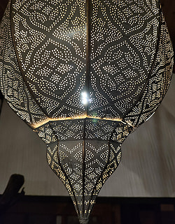 しずく型 モロカンスタイルのホワイトペンダントランプ - ニッケルアンティック【高さ：62cm 特大・限定入荷・再入荷なし】 - サブ5